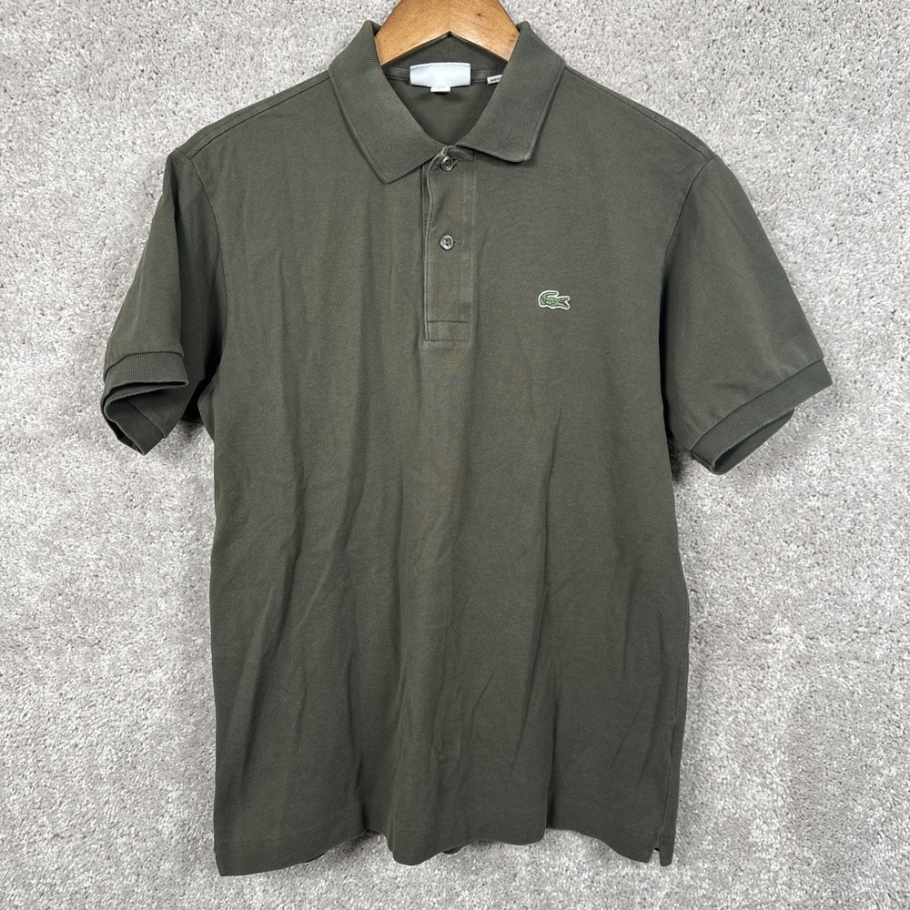 Lacoste Classic Fit Polo Shirt Mens M Green Short Sleeve Cotton Crocodile Logo